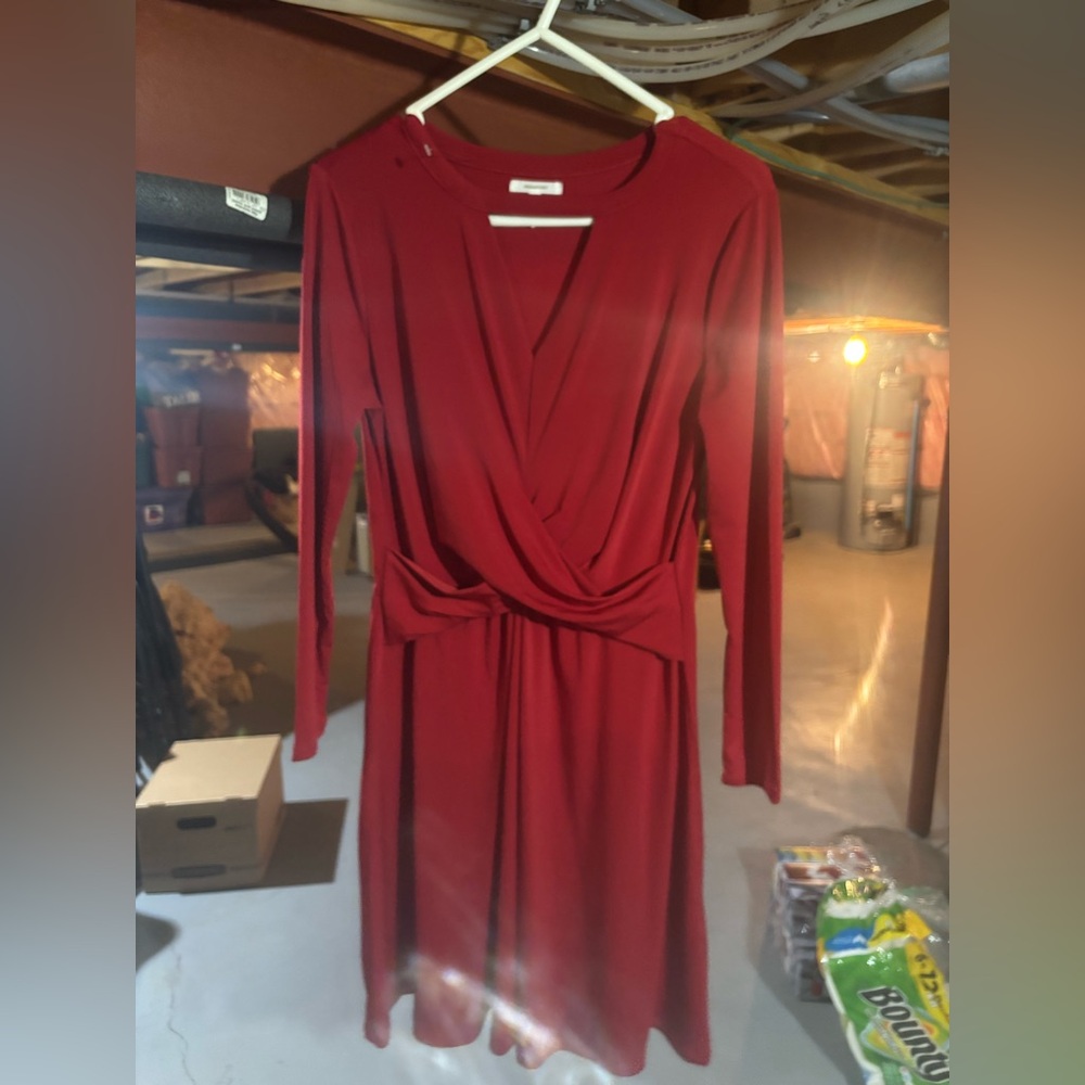 Maurices Crimson Long-Sleeve Wrap Dress